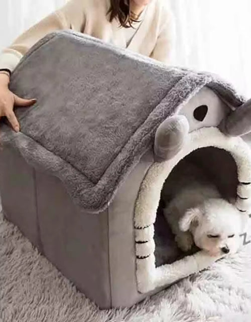 Load image into Gallery viewer, Indoor Warm Dog House Soft Pet Bed Tent House Dog Kennel Cat Bed with Removable Cushion Suitable for Small Medium Large Pets
