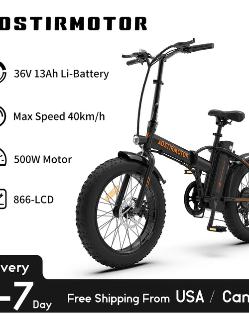 Load image into Gallery viewer, A20 Folding Ebike 500W Electric Mountain Bike 20Inch 4.0 Fat 36V 13Ah Removable Battery Beach Bicycle for Adult
