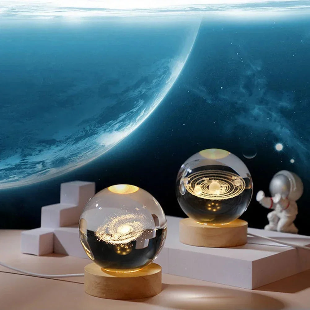 Unique 3D Crystal Ball Lamp with Galaxy and Planetary Projections USB Night Light for Cozy Atmosphere Plasma Ball