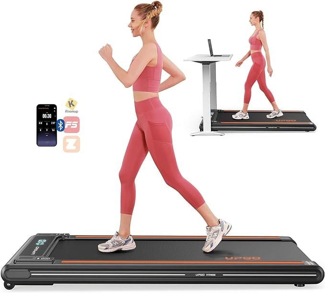 2.5HP Walking Pad under Desk Treadmill with Remote Control, Bluetooth and LED for Home/Office, Walking Jogging Machine with 265 Lbs Weight Capacity