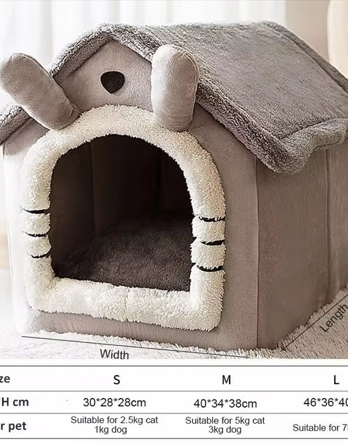 Load image into Gallery viewer, Indoor Warm Dog House Soft Pet Bed Tent House Dog Kennel Cat Bed with Removable Cushion Suitable for Small Medium Large Pets
