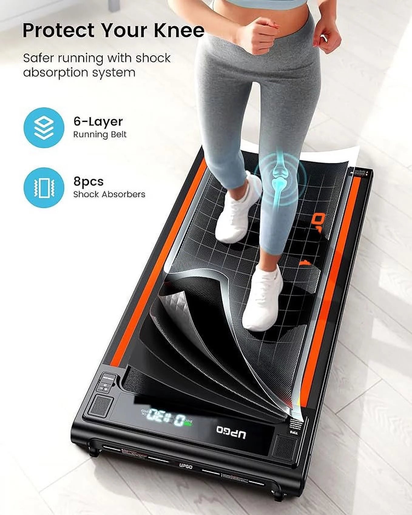 2.5HP Walking Pad under Desk Treadmill with Remote Control, Bluetooth and LED for Home/Office, Walking Jogging Machine with 265 Lbs Weight Capacity